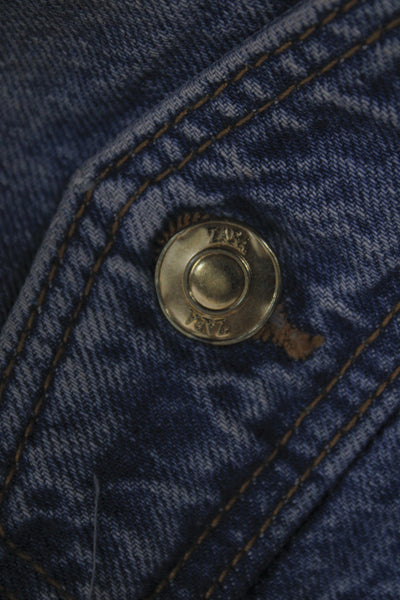 Zara Womens Basic Jacket Blue Cotton Button Long Sleeve Size S