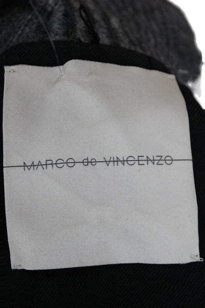 Marco De Vincenzo Womens Gray Plaid Wool Overcoat Button Longsleeve Size 4
