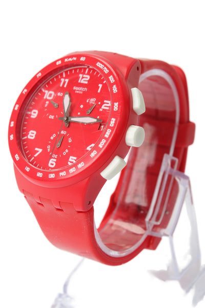 Swatch Unisex Red Plastic Shadow SUSR400E Chronograph Quartz Watch 42mm