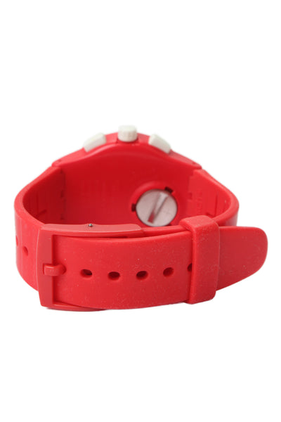 Swatch Unisex Red Plastic Shadow SUSR400E Chronograph Quartz Watch 42mm