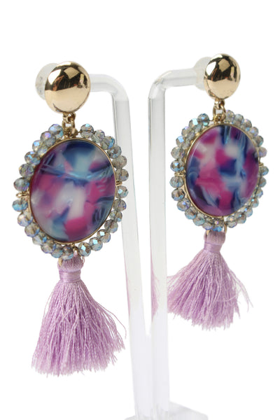 Lily Pulitzer Womens Gold Tone Lilac Bay Dreaming Tassel Dangle Earrings