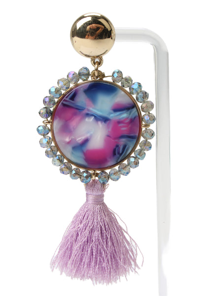 Lily Pulitzer Womens Gold Tone Lilac Bay Dreaming Tassel Dangle Earrings