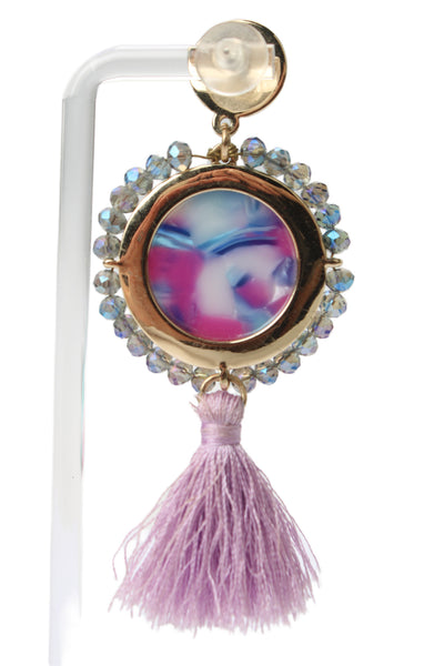 Lily Pulitzer Womens Gold Tone Lilac Bay Dreaming Tassel Dangle Earrings