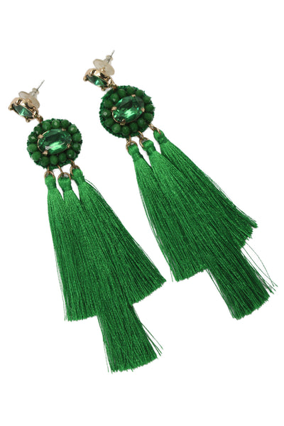 Lilly Pulitzer Womens Gold Tone Green She's Got Sol Tassel Earrings