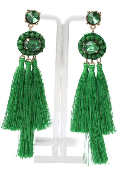 Lilly Pulitzer Womens Gold Tone Green She's Got Sol Tassel Earrings