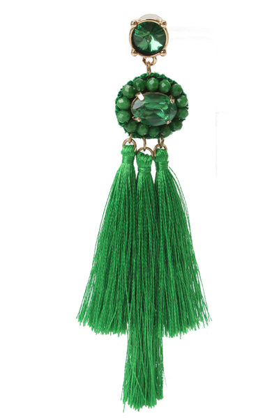 Lilly Pulitzer Womens Gold Tone Green She's Got Sol Tassel Earrings
