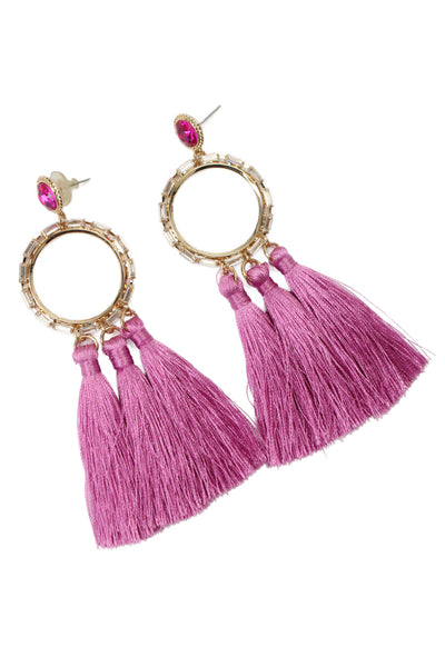 Lilly Pulitzer Womens Gold Tone Crystal Pink In A Holidaze Tassel Earrings