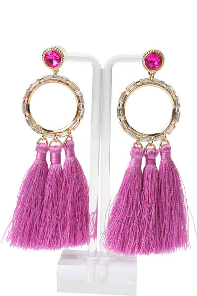 Lilly Pulitzer Womens Gold Tone Crystal Pink In A Holidaze Tassel Earrings