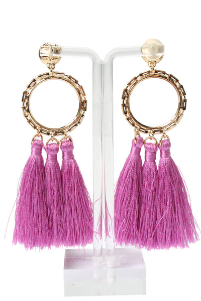 Lilly Pulitzer Womens Gold Tone Crystal Pink In A Holidaze Tassel Earrings