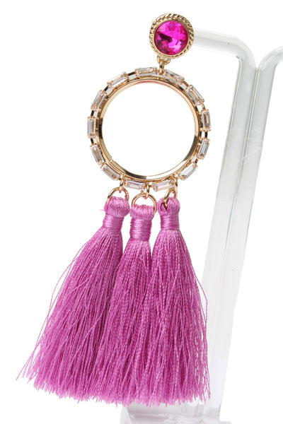 Lilly Pulitzer Womens Gold Tone Crystal Pink In A Holidaze Tassel Earrings