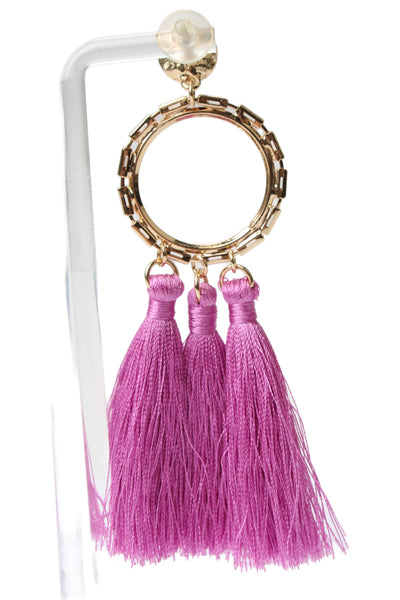 Lilly Pulitzer Womens Gold Tone Crystal Pink In A Holidaze Tassel Earrings