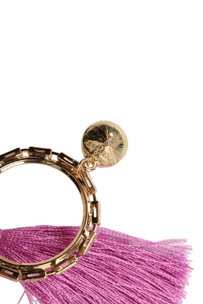 Lilly Pulitzer Womens Gold Tone Crystal Pink In A Holidaze Tassel Earrings