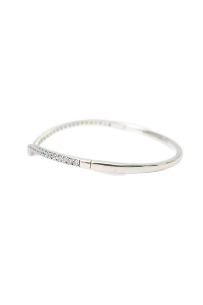 Pandora Womens 925 Silver Cubic Zirconia Shimmering Wish Bangle Bracelet