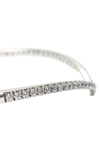 Pandora Womens 925 Silver Cubic Zirconia Shimmering Wish Bangle Bracelet