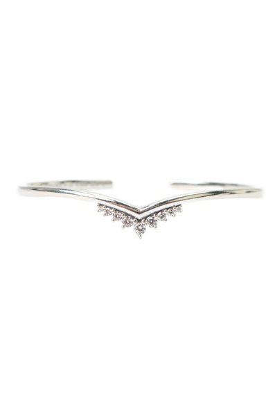 Pandora Womens 925 Silver Cubic Zirconia Tiara Wishbone Bangle Bracelet
