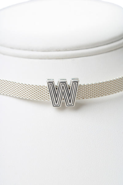 Pandora Womens 925 Silver Reflexions Mesh Choker + W ClipOn Charm 15"