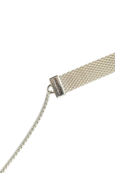 Pandora Womens 925 Silver Reflexions Mesh Choker + W ClipOn Charm 15"