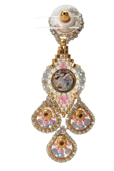 Miguel Ases Womens Gold Tone Seed Bead + Abalone Chandelier Earrings