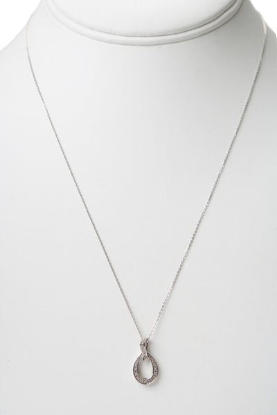 Unoaerre Womens 9K White Gold Diamond Loop Pendant Necklace 18" 1.6g
