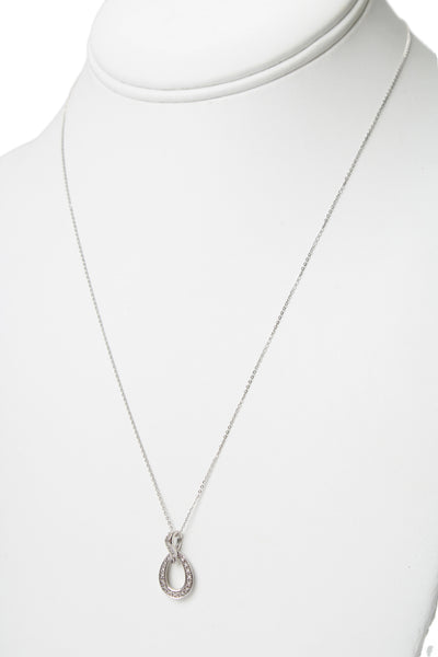 Unoaerre Womens 9K White Gold Diamond Loop Pendant Necklace 18" 1.6g