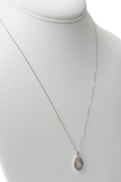 Unoaerre Womens 9K White Gold Diamond Loop Pendant Necklace 18" 1.6g