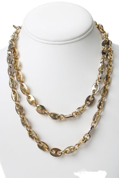 Gucci Womens Gold Tone Mariner Link Chain Necklace 36"