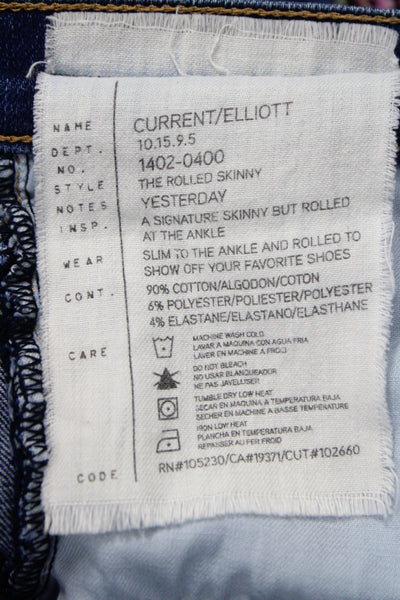 Current/Elliott Womens Skinny Jeans Blue Mid Rise Cotton Inseam 29 Size 25