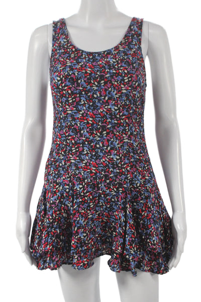 InWear Womens Mini Floral Scoop Neck Sleeveless Zip Dress Multicolor Size S