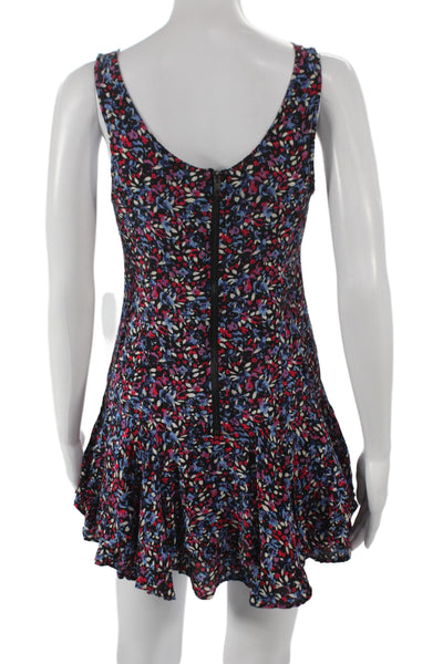 InWear Womens Mini Floral Scoop Neck Sleeveless Zip Dress Multicolor Size S