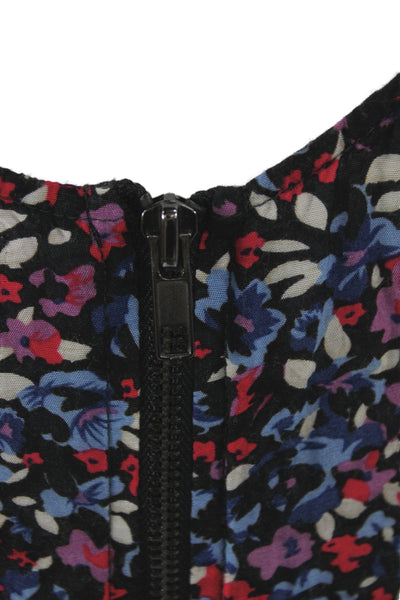 InWear Womens Mini Floral Scoop Neck Sleeveless Zip Dress Multicolor Size S