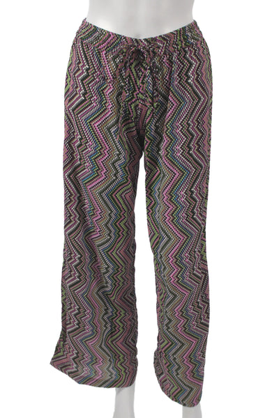 Elan Women Harem Pants Multicolor Geometric Polyester Drawstring Size S