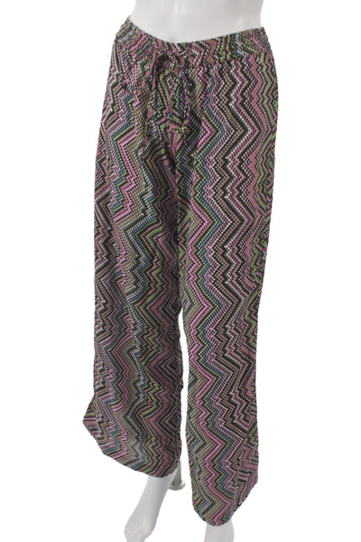 Elan Women Harem Pants Multicolor Geometric Polyester Drawstring Size S