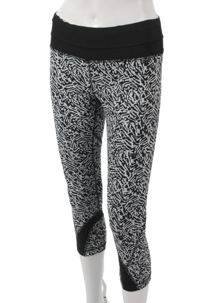 Lululemon Women Black Capri Leggings Geometric Athleisure Size 6