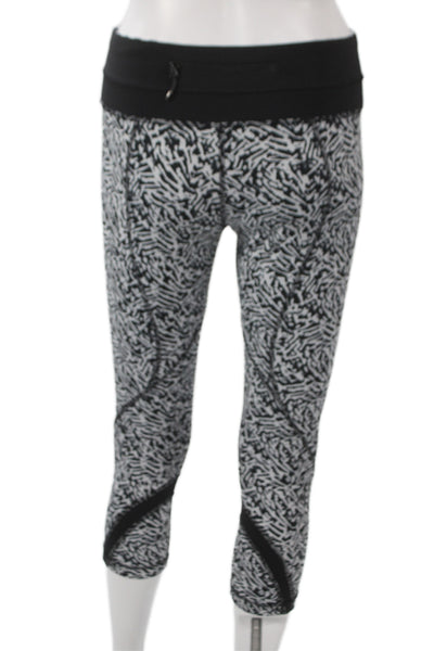 Lululemon Women Black Capri Leggings Geometric Athleisure Size 6
