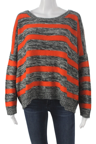 Evil Twin Women Pullover Striped Gray 100% Cotton Round Neck Long Sleeve Size S