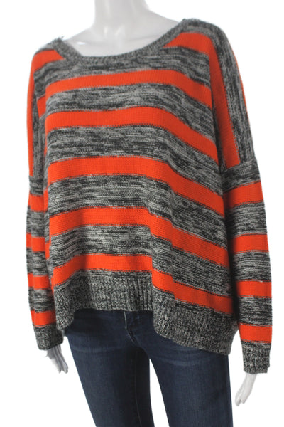 Evil Twin Women Pullover Striped Gray 100% Cotton Round Neck Long Sleeve Size S