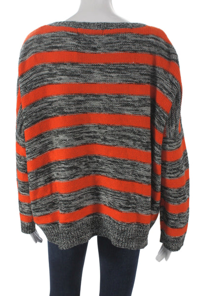 Evil Twin Women Pullover Striped Gray 100% Cotton Round Neck Long Sleeve Size S