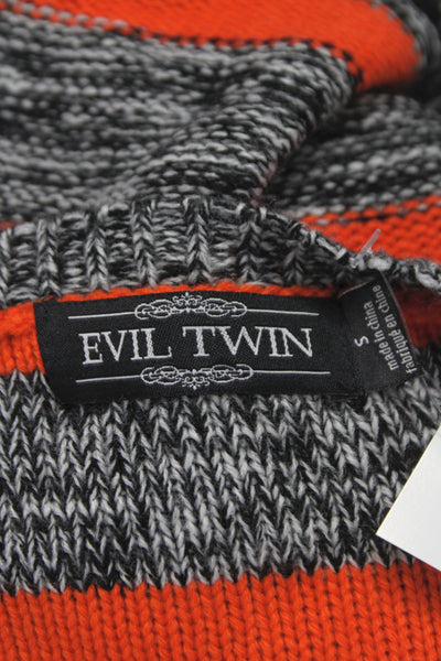 Evil Twin Women Pullover Striped Gray 100% Cotton Round Neck Long Sleeve Size S