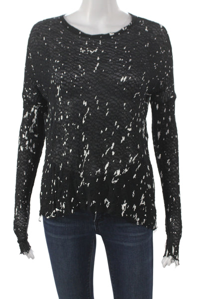Generation Love Women Black Jersey T-Shirt Crew Neck Long Sleeve Size XS