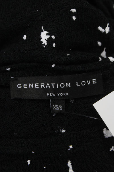 Generation Love Women Black Jersey T-Shirt Crew Neck Long Sleeve Size XS