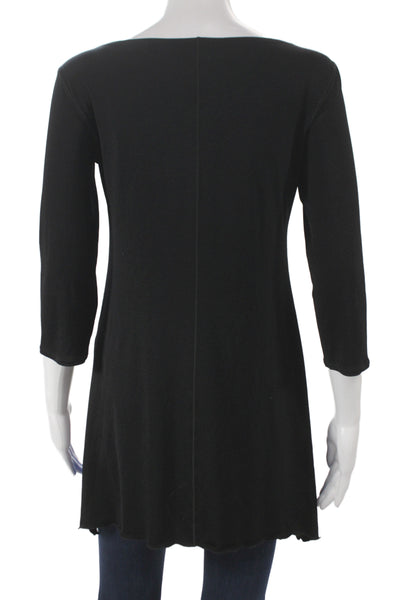 Evo Vorro Women Tunic Scoop Neck Colorblock Black 3/4 Sleeve Size S