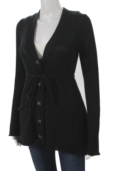Bibelot Womens Black V Neck Long Sleeve Cardigan Size XS