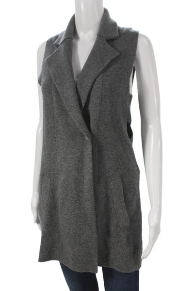 Autumn Cashmere Womens Overcoat Vest Gray Cashmere Sleeveless Size XS