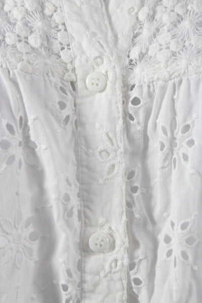 Melissa Odabash Women Shirt Dress White Floral Long Sleeve Collared Size M