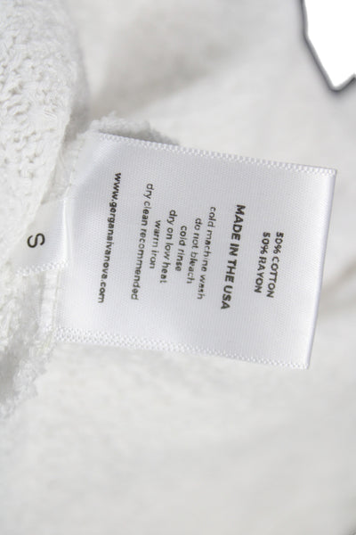 Designer Womens Mini Dress White Scoop Neck Sleeveless Cotton Pullover Size S