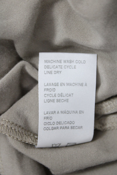 James Perse Womens Basic Cowl Neck Long Sleeve T Shirt Beige Cotton Size 2