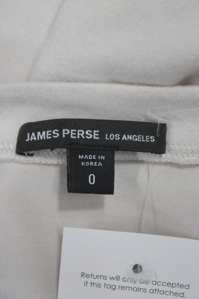James Perse Womens Basic T-Shirt Beige Cotton Crew Neck Long Sleeve Size 0