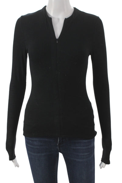 Joah Brown Womens Black V-Neck Long Sleeve Basic Blouse Rayon Size XS