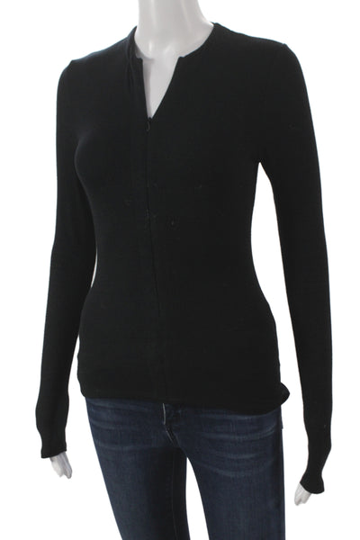 Joah Brown Womens Black V-Neck Long Sleeve Basic Blouse Rayon Size XS