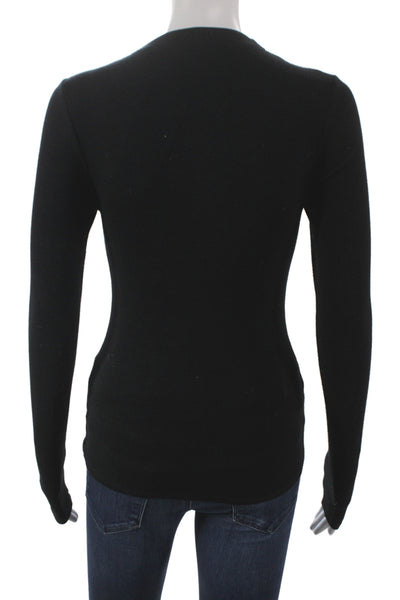 Joah Brown Womens Black V-Neck Long Sleeve Basic Blouse Rayon Size XS